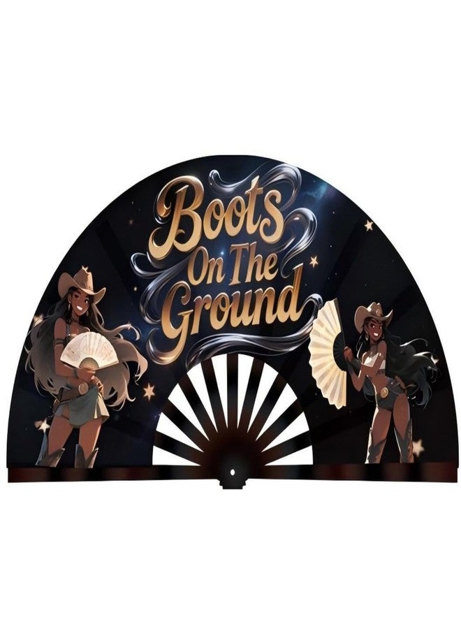 FENNIDICE 13" Bouncing Dance Fan with Clicking Sound - Decorative Boot Dance Fan, Perfect for Parties, Dance Classes, Decorations, & Festivals - Vibrant & Durable Bamboo Folding Fan (C) - Image 1